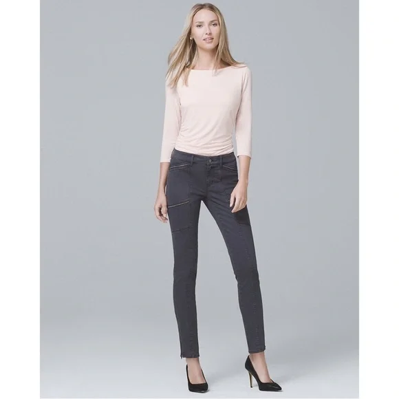 White House Black Market Mid-Rise Ball-Chain Skinny Ankle Jeans